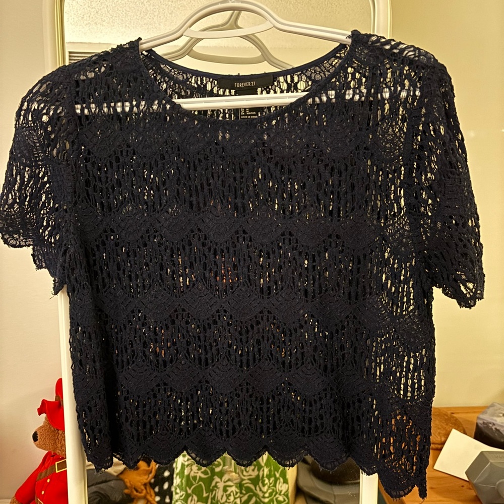 Very beautiful navy blue crochet top